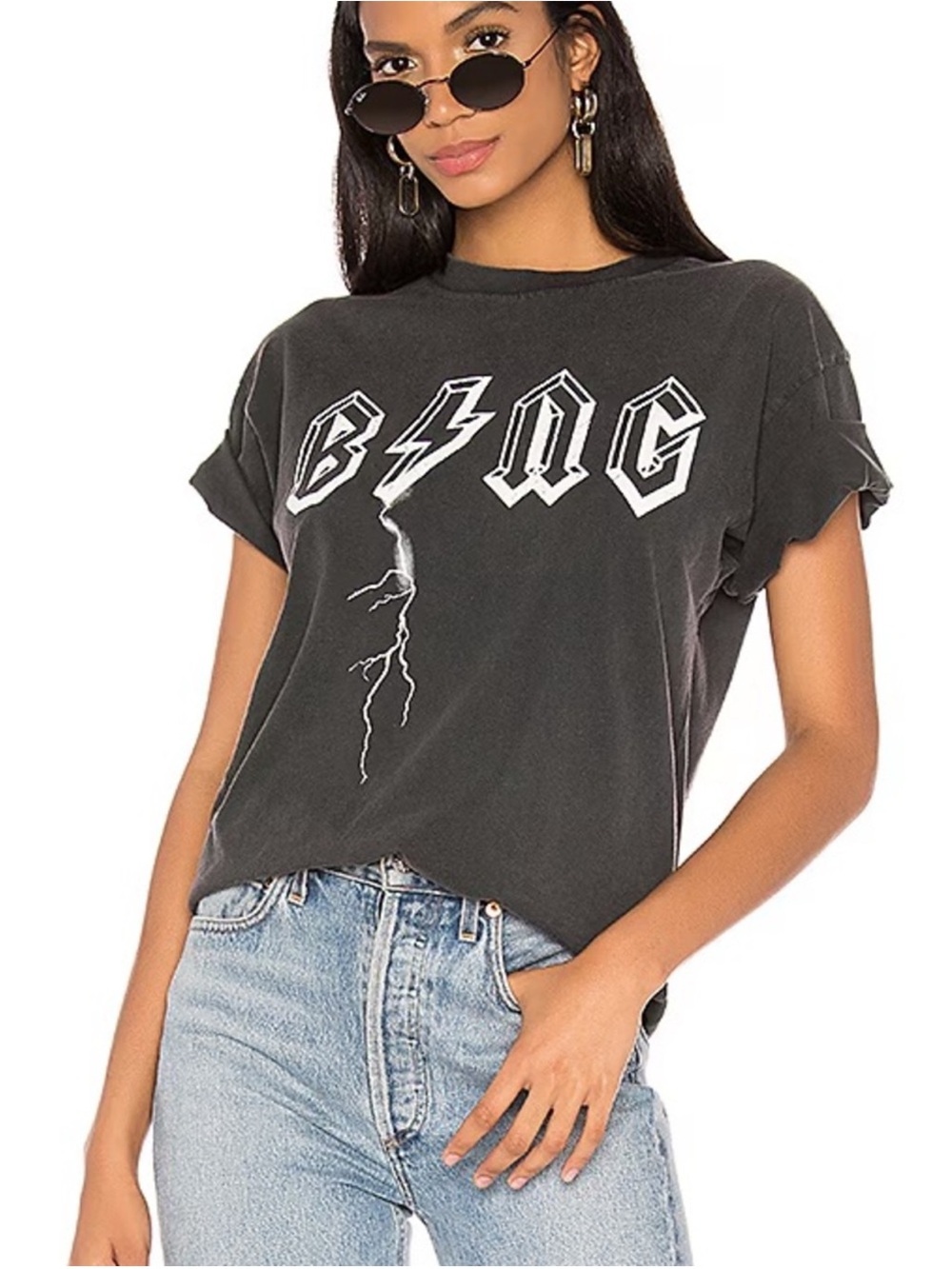 Anine Bing Lightning Bolt Graphic Tee Size Large